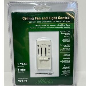 Hunter 27182 Ceiling Fan and Light Control Wall Switch 3-Speed Dimmer White NEW